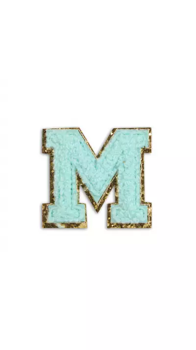 Autocollant sticker pour téléphone/tablette/ordinateur brodé en 3D turquoise - Lettre M