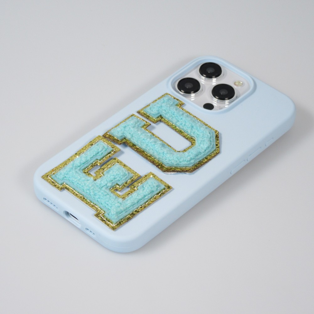 Autocollant sticker pour téléphone/tablette/ordinateur brodé en 3D turquoise - Lettre P
