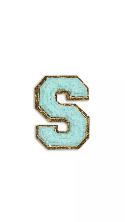 Autocollant sticker pour téléphone/tablette/ordinateur brodé en 3D turquoise - Lettre S