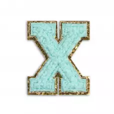 Autocollant sticker pour téléphone/tablette/ordinateur brodé en 3D turquoise - Lettre X