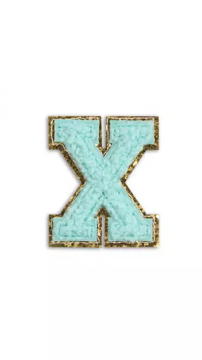 Autocollant sticker pour téléphone/tablette/ordinateur brodé en 3D turquoise - Lettre X