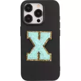 Autocollant sticker pour téléphone/tablette/ordinateur brodé en 3D turquoise - Lettre X