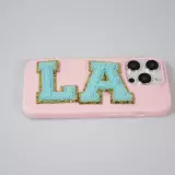 Autocollant sticker pour téléphone/tablette/ordinateur brodé en 3D turquoise - Lettre X