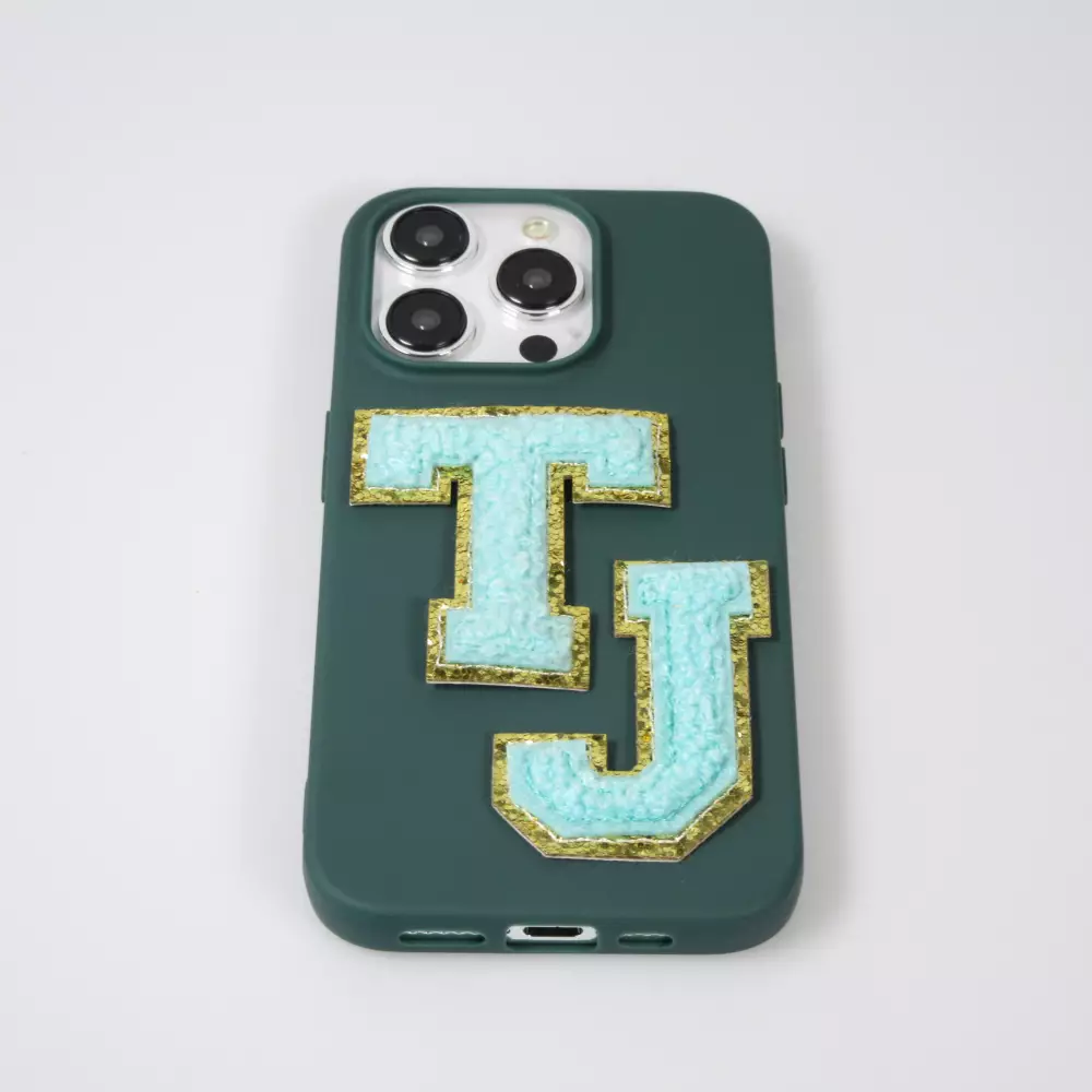 Autocollant sticker pour téléphone/tablette/ordinateur brodé en 3D turquoise - Lettre X