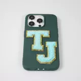 Autocollant sticker pour téléphone/tablette/ordinateur brodé en 3D turquoise - Lettre X