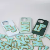 Autocollant sticker pour téléphone/tablette/ordinateur brodé en 3D turquoise - Lettre X