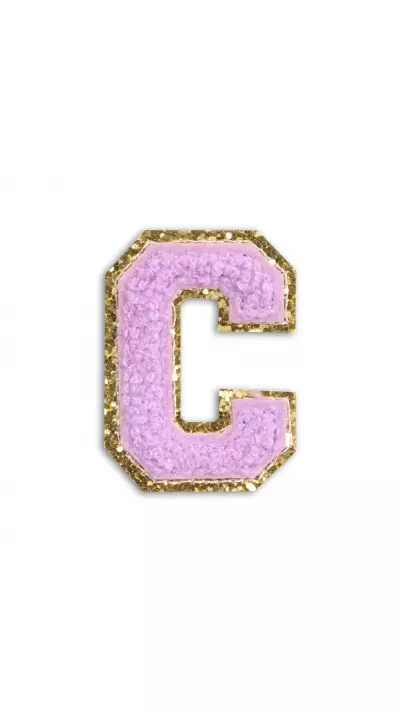Autocollant sticker pour téléphone/tablette/ordinateur brodé en 3D violet - Lettre C