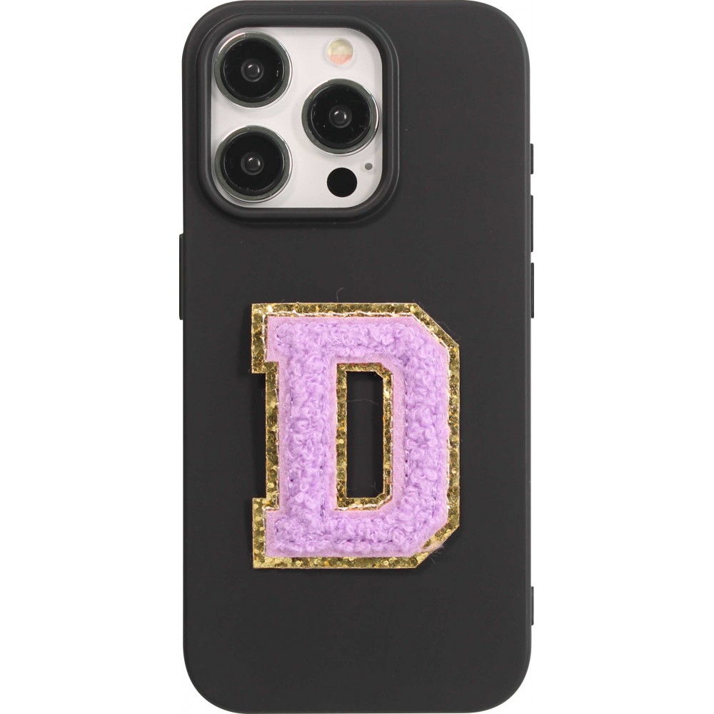 Autocollant sticker pour téléphone/tablette/ordinateur brodé en 3D violet - Lettre D