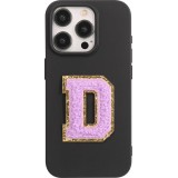 Autocollant sticker pour téléphone/tablette/ordinateur brodé en 3D violet - Lettre D
