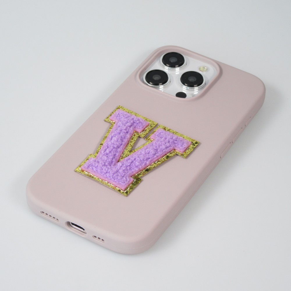 Autocollant sticker pour téléphone/tablette/ordinateur brodé en 3D violet - Lettre E