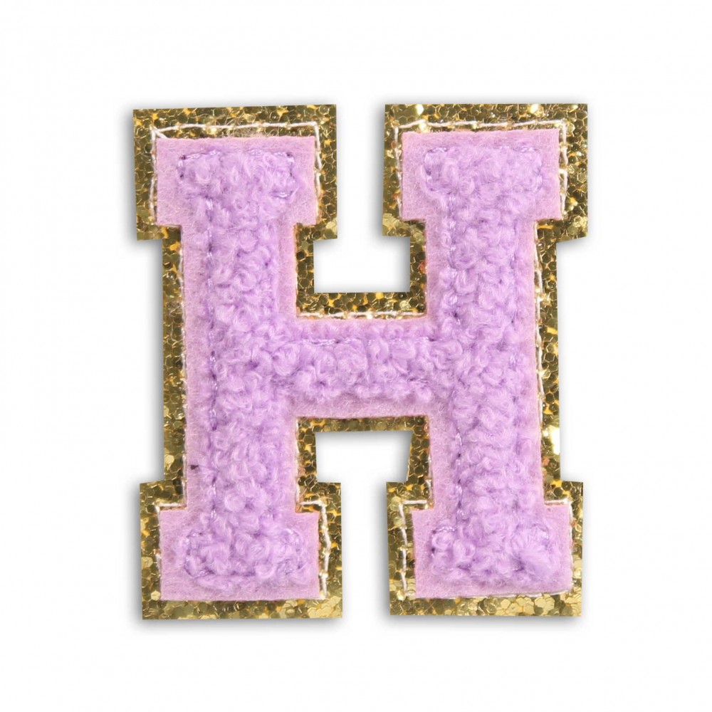 Autocollant sticker pour téléphone/tablette/ordinateur brodé en 3D violet - Lettre H