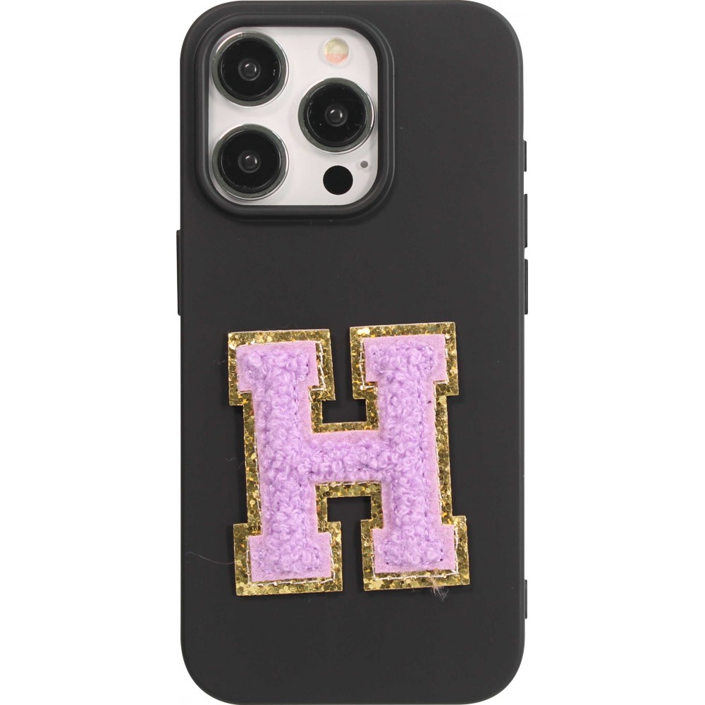 Autocollant sticker pour téléphone/tablette/ordinateur brodé en 3D violet - Lettre H
