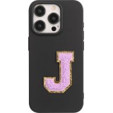 Autocollant sticker pour téléphone/tablette/ordinateur brodé en 3D violet - Lettre J