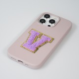 Autocollant sticker pour téléphone/tablette/ordinateur brodé en 3D violet - Lettre J