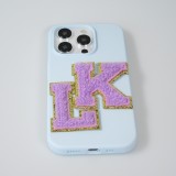 Autocollant sticker pour téléphone/tablette/ordinateur brodé en 3D violet - Lettre K