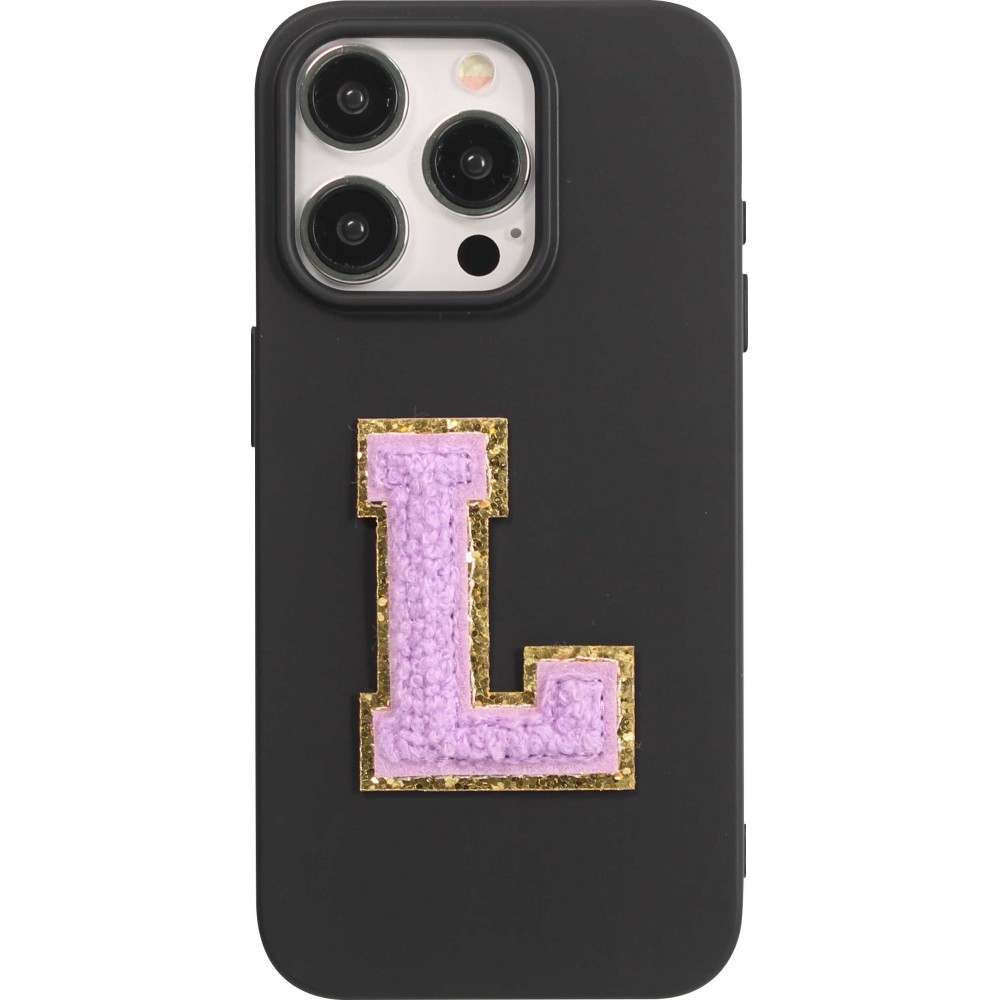 Autocollant sticker pour téléphone/tablette/ordinateur brodé en 3D violet - Lettre L
