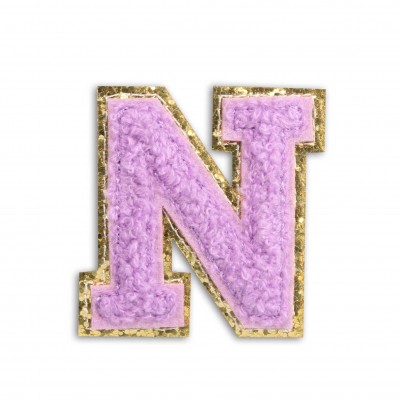 Autocollant sticker pour t&eacute;l&eacute;phone/tablette/ordinateur brod&eacute; en 3D violet - Lettre N