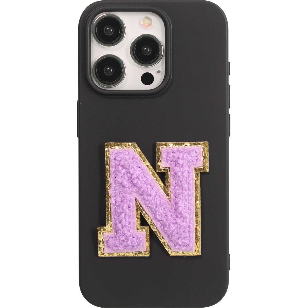 Autocollant sticker pour téléphone/tablette/ordinateur brodé en 3D violet - Lettre N