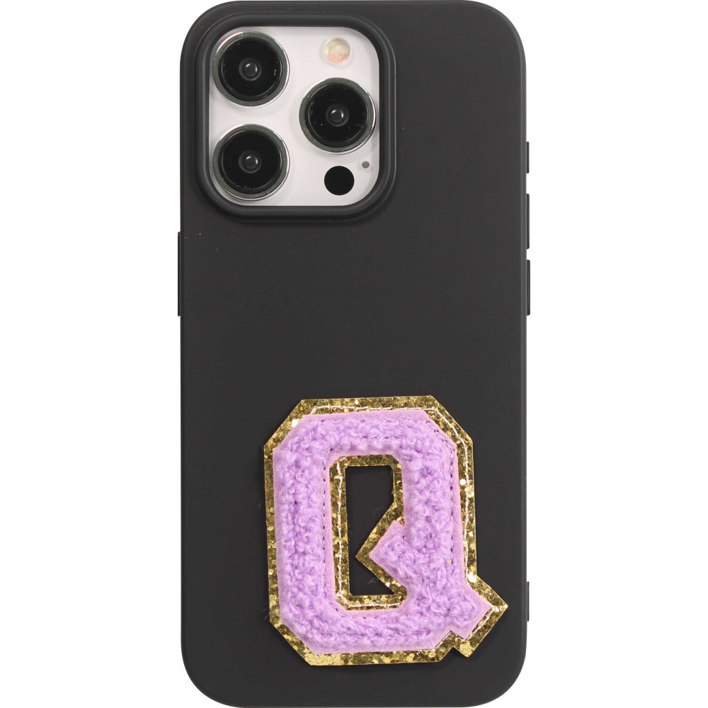 Autocollant sticker pour téléphone/tablette/ordinateur brodé en 3D violet - Lettre Q