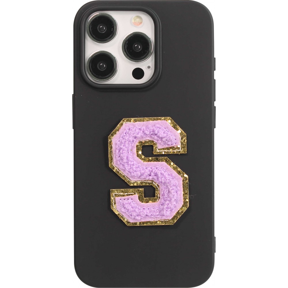 Autocollant sticker pour téléphone/tablette/ordinateur brodé en 3D violet - Lettre S