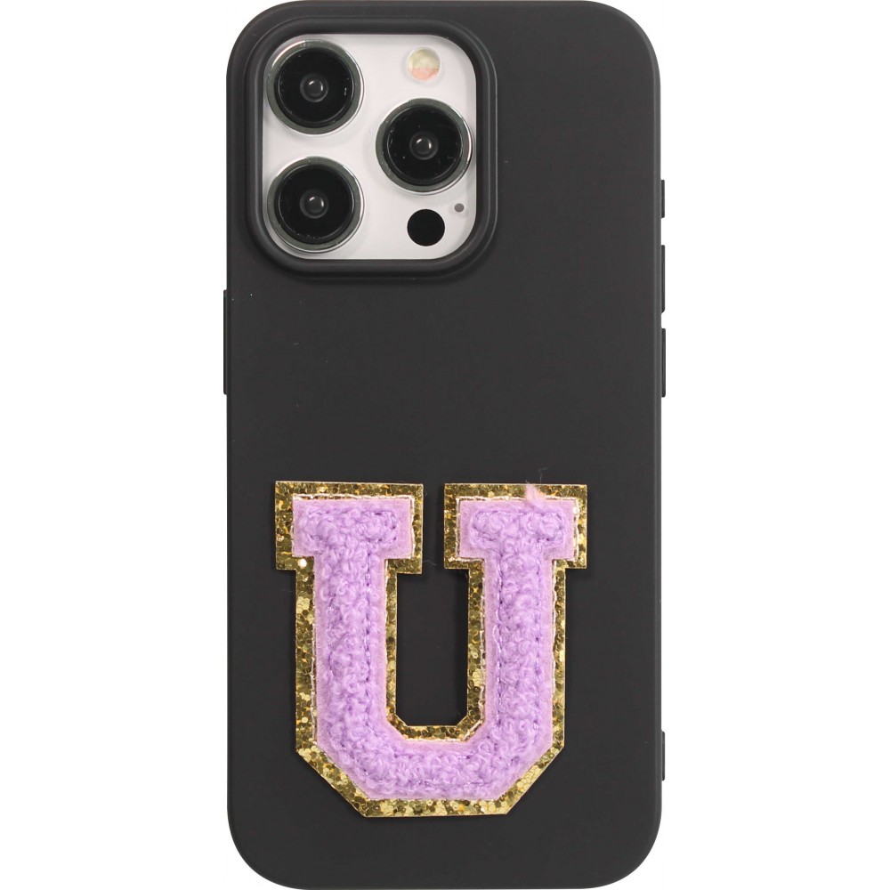Autocollant sticker pour téléphone/tablette/ordinateur brodé en 3D violet - Lettre U