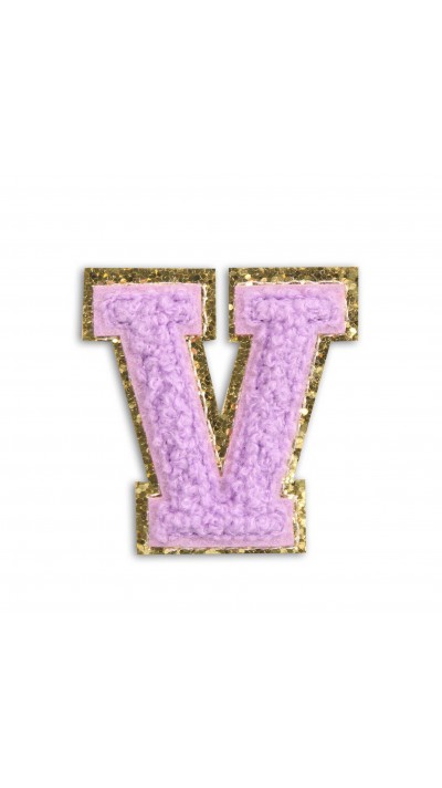 Autocollant sticker pour téléphone/tablette/ordinateur brodé en 3D violet - Lettre V