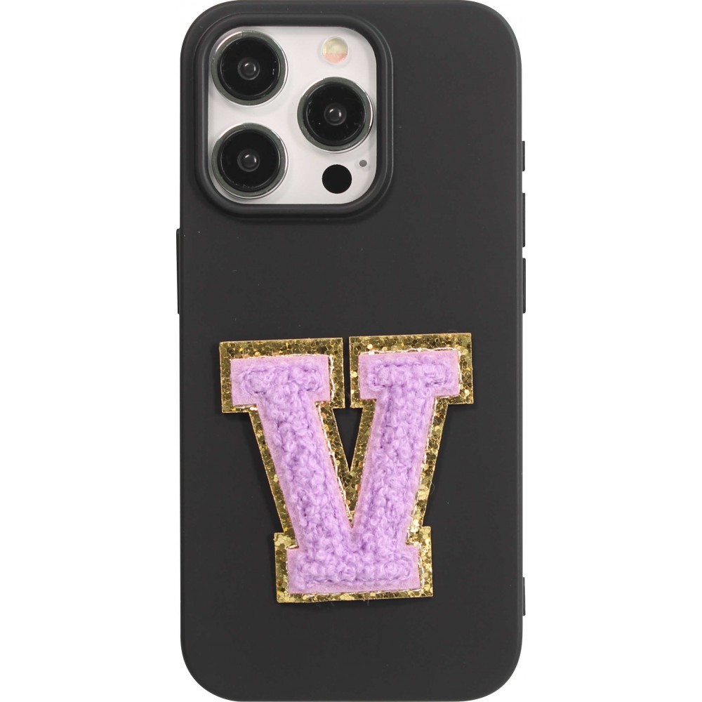 Autocollant sticker pour téléphone/tablette/ordinateur brodé en 3D violet - Lettre V