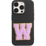 Autocollant sticker pour téléphone/tablette/ordinateur brodé en 3D violet - Lettre W
