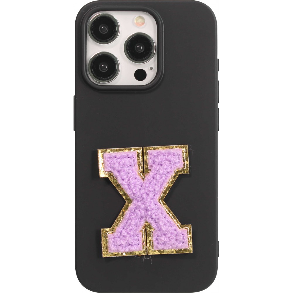 Autocollant sticker pour téléphone/tablette/ordinateur brodé en 3D violet - Lettre X