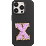 Autocollant sticker pour téléphone/tablette/ordinateur brodé en 3D violet - Lettre X