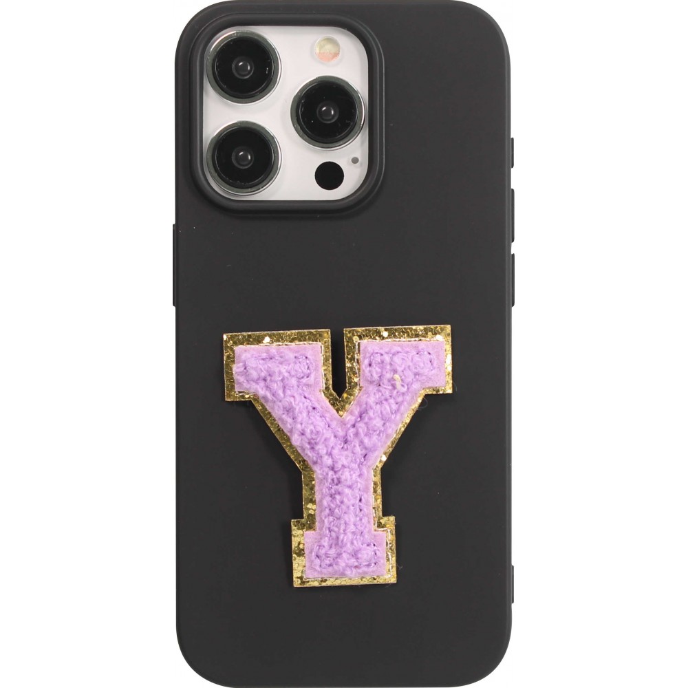 Autocollant sticker pour téléphone/tablette/ordinateur brodé en 3D violet - Lettre Y