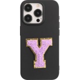 Autocollant sticker pour téléphone/tablette/ordinateur brodé en 3D violet - Lettre Y