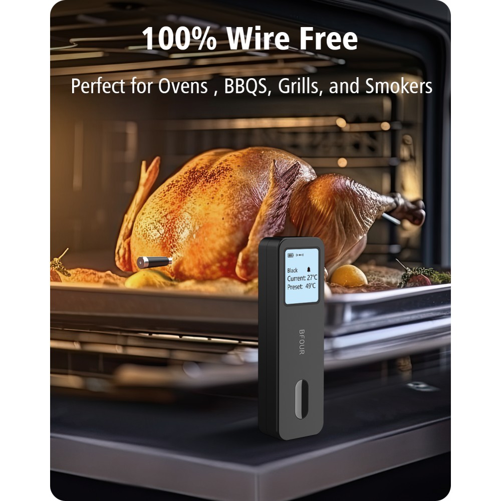 BFOUR Smart Bluetooth Fleisch Thermometer BF-30 Eco-Friendly Li-Ithium Akku LCD Display + APP