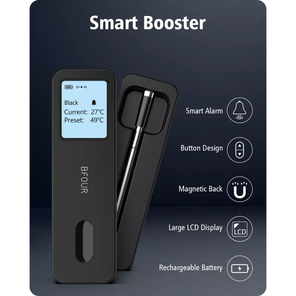 BFOUR Smart Bluetooth Fleisch Thermometer BF-30 Eco-Friendly Li-Ithium Akku LCD Display + APP