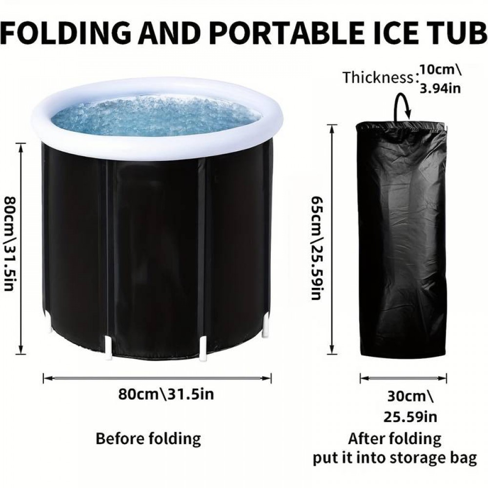 Hochwertige Faltbare Badewanne Eis-Bad 320L Ice Bath Kalt Wasser Therapie Indoor & Outdoor - Schwarz