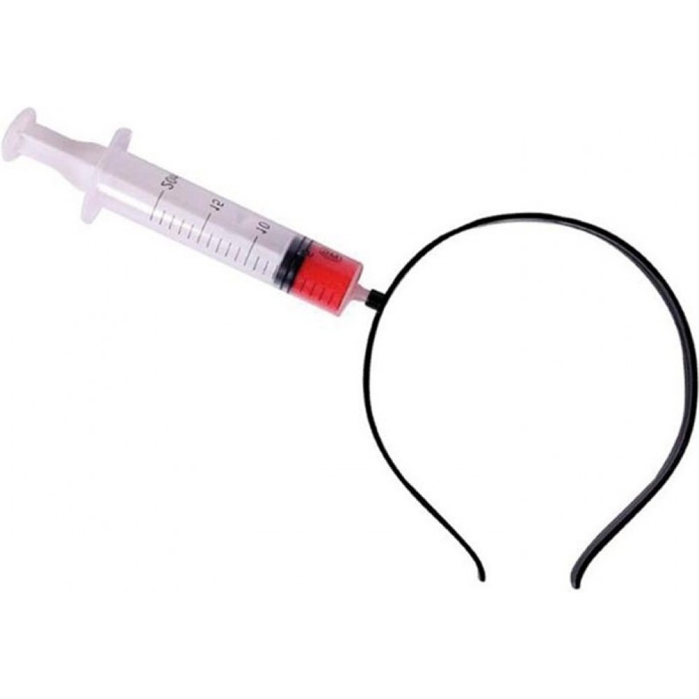 Bandeau serre-tête Halloween déguisement effrayant avec faux sang - Seringue