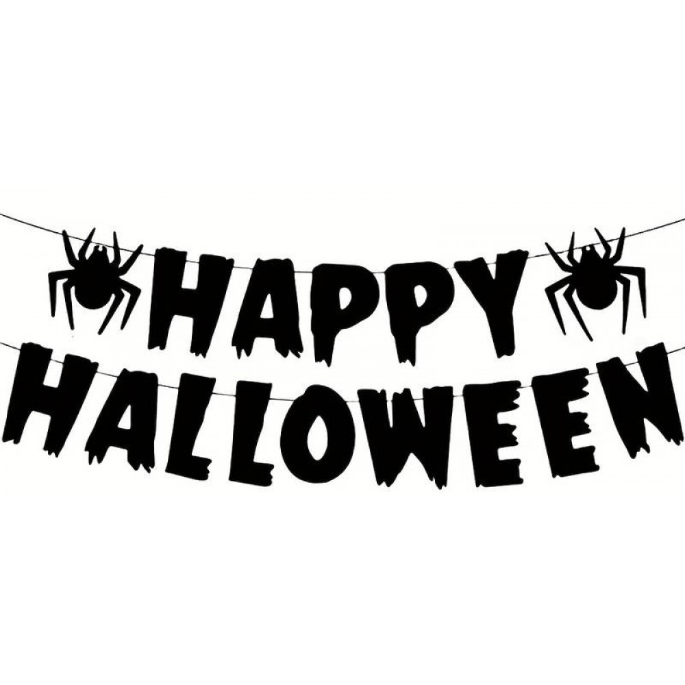Banderole en carton Happy Halloween - Noir
