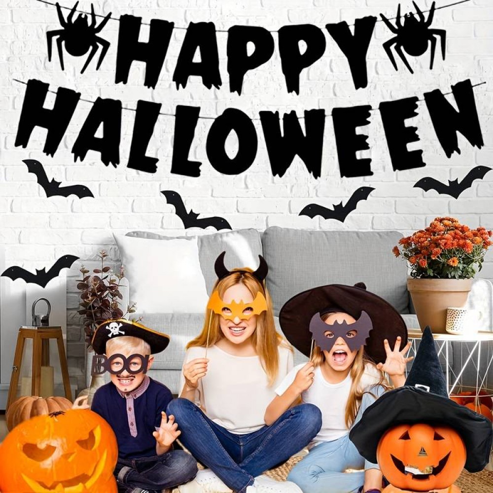 Banderole en carton Happy Halloween - Noir