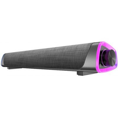 Barre de son Bluetooth V8 stylée et minimaliste avec éclairage d ambiance LED + USB + AUX - Gris