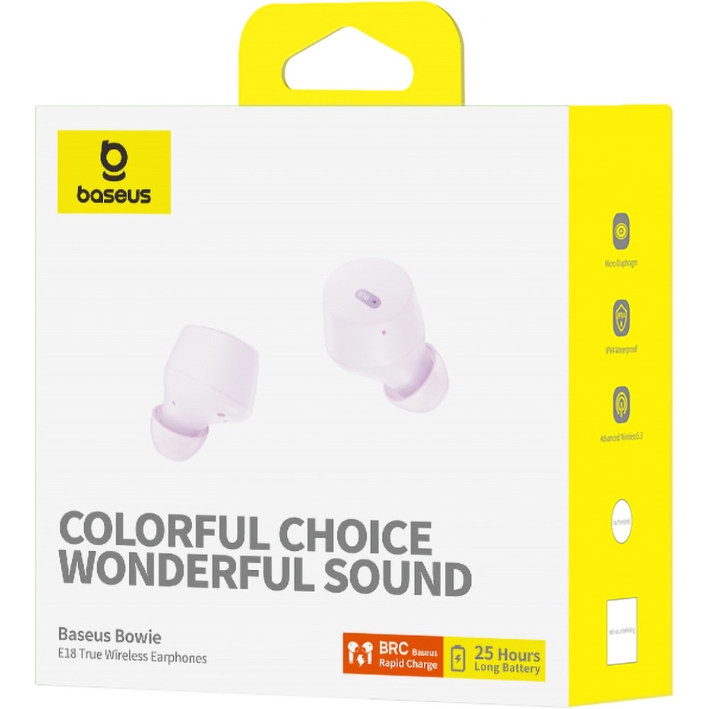 Baseus Bowie E18 Bluetooth 5.3 TWS In-Ear Kopfhörer IPX4 mit Ladeetui - Violett