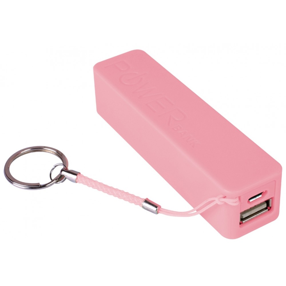 Tragbare & kompakte Power Bank - 2'600 mAh Kapazität USB-A Output Schlüsselanhänger - Rosa