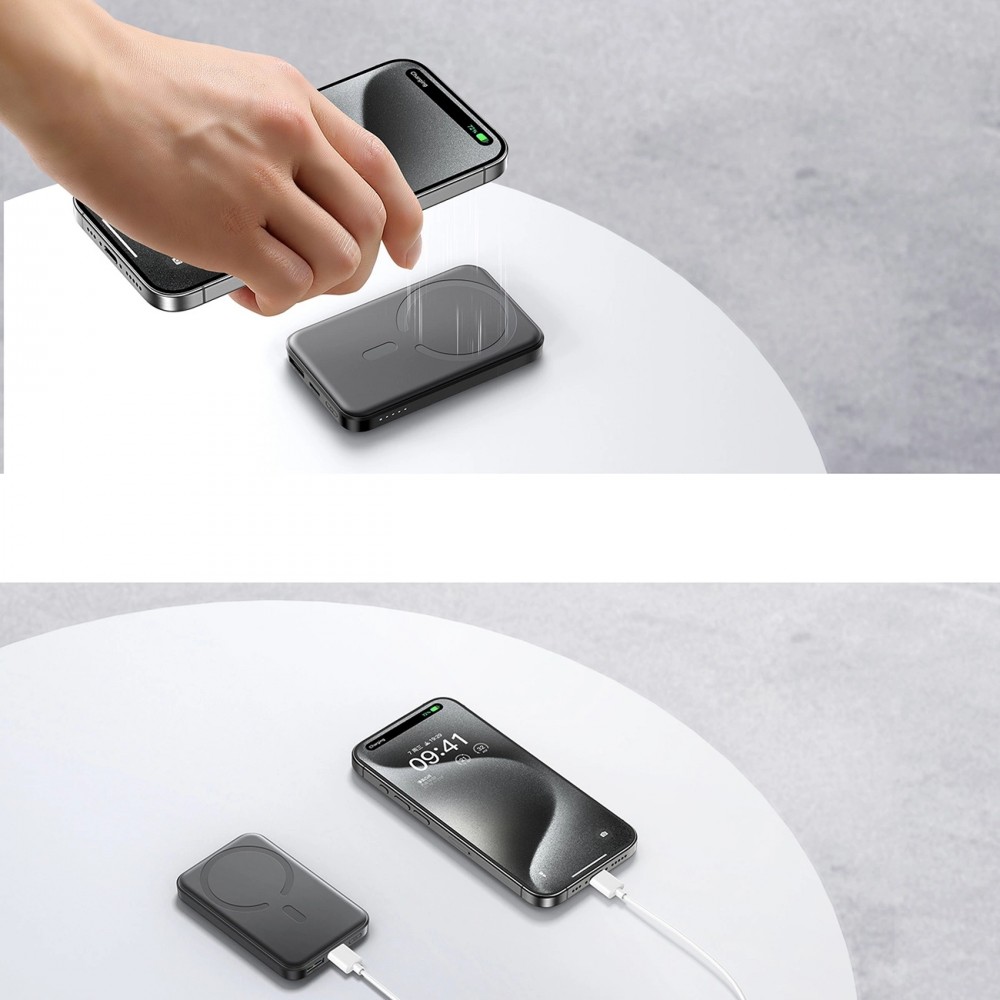 Batterie Externe Joyroom JR-W020 Mini 5000mAh USB-A / USB-C Induction 20W avec Câble USB-C - Noir