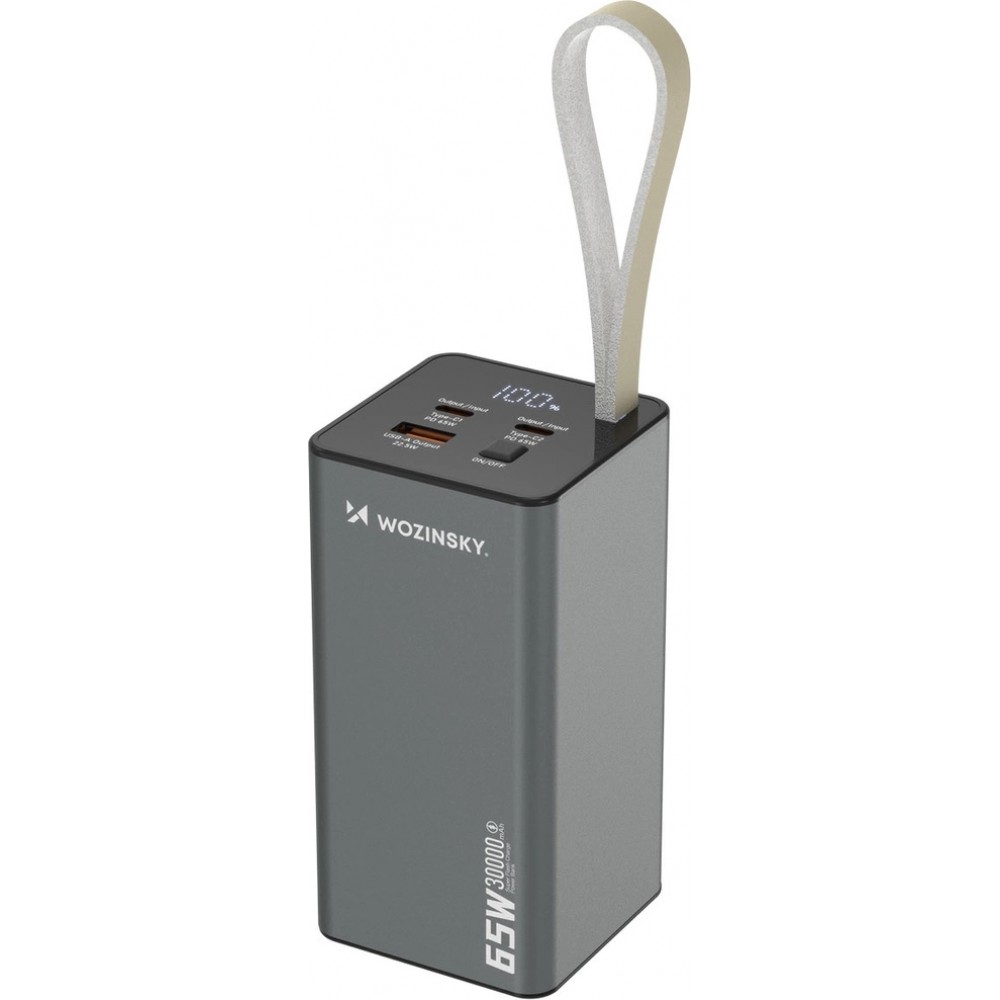 Batterie Externe Power Bank Wozinsky K65+ (65W) 30000mAh 2x USB-C 1x USB-A charge rapide - Noir