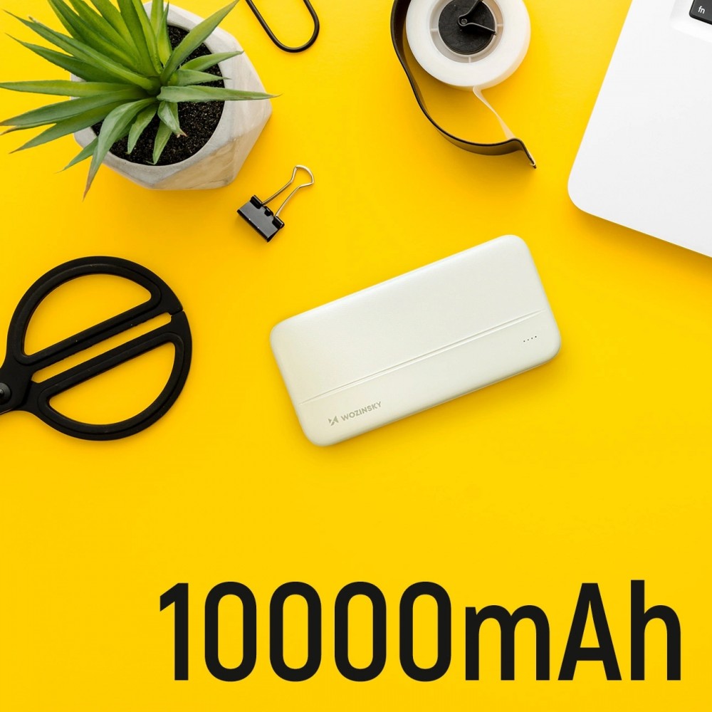 Wozinsky 10000mAh Power Bank Externe Li-Po USB-A / USB-C / Micro USB - Weiss