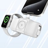 Wozinsky WF16-YCS 5000mAh 15W USB-C Mini Powerbank mit integriertem USB-C Kabel und Apple Watch Ladegerät - Weiss