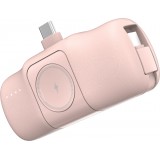 Batterie Externe Wozinsky WF16-YCS 5000mAh 15W USB-C Mini avec Câble USB-C Intégré et Chargeur Apple Watch - Rose