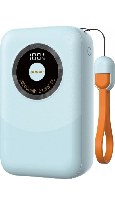 Batterie Externe portable Power Bank Dudao K21Pro Mini 20000mAh 22.5W fashion avec lanière Fast Charge - Bleu