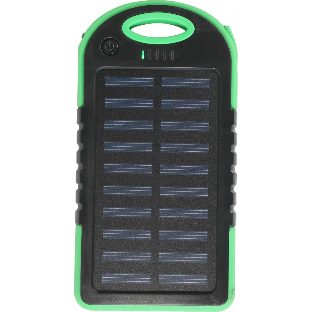 Batterie externe 5000mAh Power Bank panneau solaire portable dual USB LED IPX4 waterproof - Vert