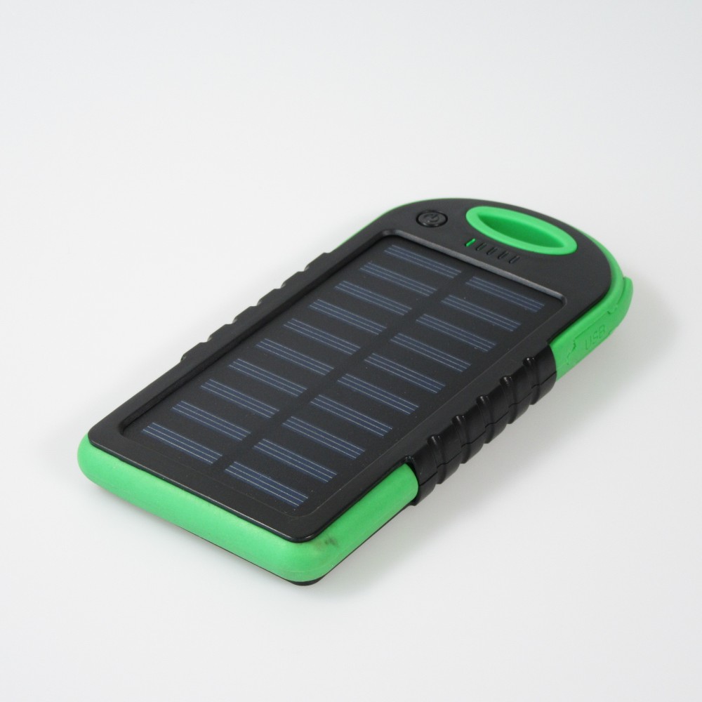 Batterie externe 5000mAh Power Bank panneau solaire portable dual USB LED IPX4 waterproof - Vert