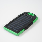 Batterie externe 5000mAh Power Bank panneau solaire portable dual USB LED IPX4 waterproof - Vert